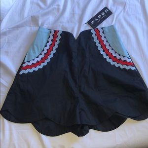 NWT Paper London size UK 6 black scalloped shorts